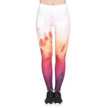 Высокое качество, женские леггинсы, зимние, лесные, с Омбре, с принтом, оранжевые, для фитнеса, леггинсы, рождественские, с высокой талией, женские штаны