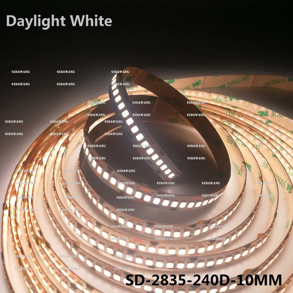 

CRI> 90 + Ra дневной белый 4000 К SMD2835 светодиодные полосы, супер яркий, 10 мм широкий, 5 метров/катушка, DC24V, 240 светодиодов/метр