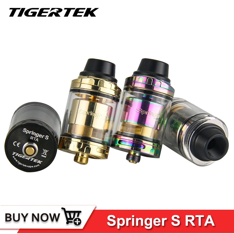 

Original Tigertek Springer S RTA Tank 2ml 3.5ml Screwless Goilbuliding System electronic cigarette rebuildable atomizer vape