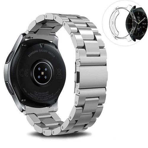 Чехол active 2+ ремешок для samsung galaxy watch 46 мм S3 Frontier huawei gt watch band 20 мм/22 мм металлический браслет+ Защитная крышка - Цвет ремешка: silver