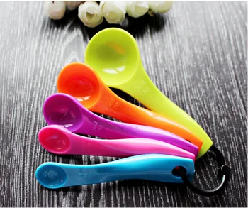 

500sets/lot 5pcs/set Measuring Spoons Colorful Plastic (1/2.5/5/7.5/15ml) Measure Spoon Super Useful Sugar Cake Baking Spoon