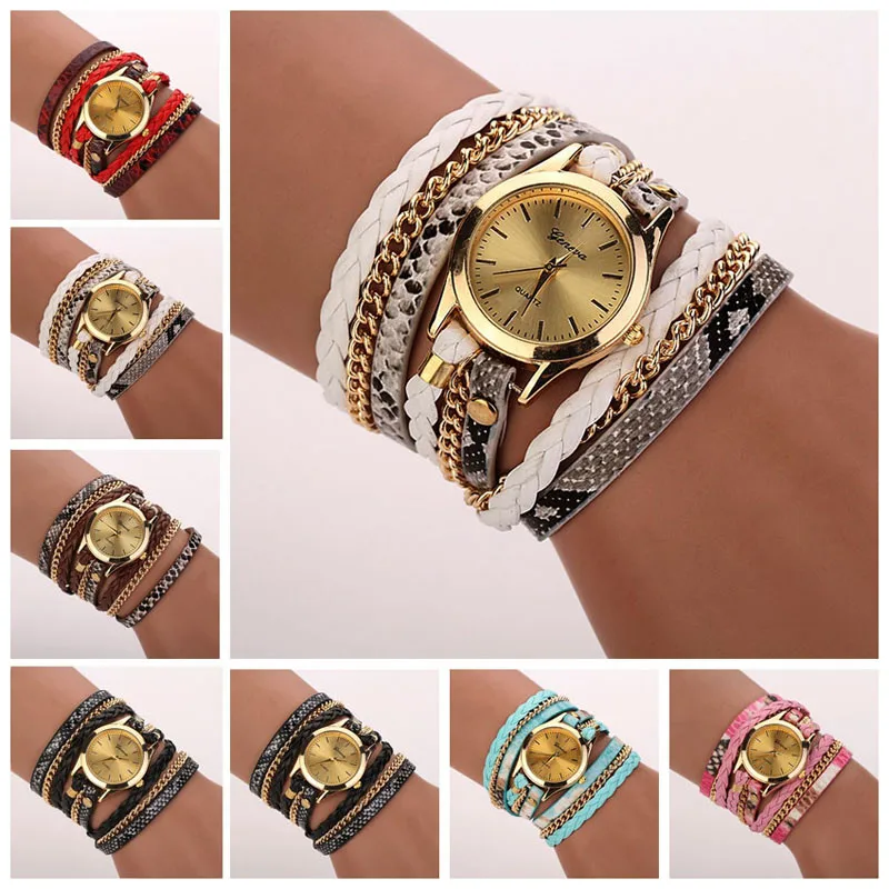 2016 Newest good quality fashion women font b watch b font luxury brand Women Leopard Band