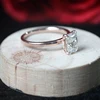 Bague de fiançailles en Moissanite, anneau de mariage en or blanc solide 14 carats, 5x7mm, 1,2 Carat ► Photo 3/5