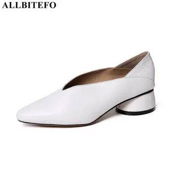 

ALLBITEFO natural genuine leather high heels sweet party women heels office ladies shoes spring autumn high heel shoes