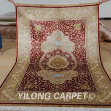 Yilong 5'x7. 5' персидский шелковый ковер красный vantage ручной работы Кашмир шелковый ковер(1120