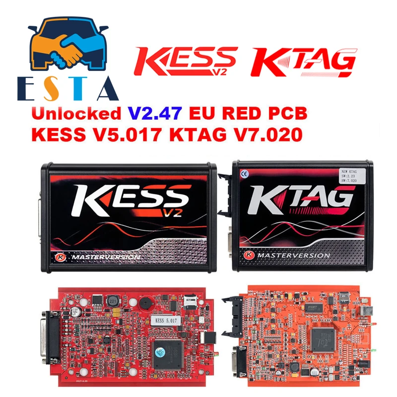 Protocols BDM Adapters EU Version KESS V2.47 5.017 KESS V5.017 V2 4LED Red PCB