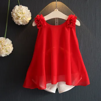 

beach chiffon summer girl clothing set 2pcs toddler girl clothes summer t shirts+ pant set cute princess children suit