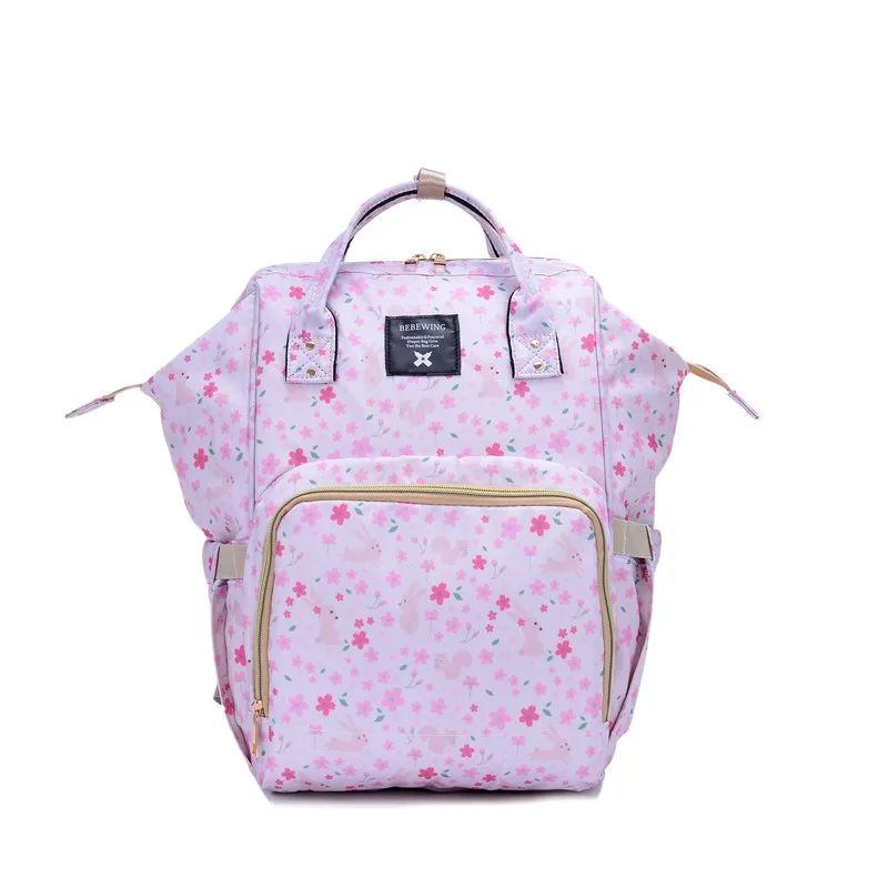 Baby Diaper Bag Maternity Nappy Bag Mummy Travel Backpack Nursing Bag For Baby Stroller Large Capacity Print Wetbag 42X27X21CM (30)