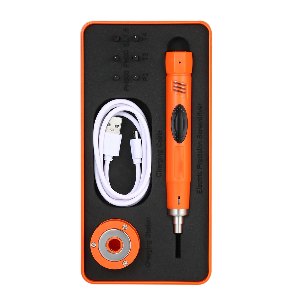 

Precision Mini Cordless Electric Screwdriver Set Pen Type Screwdriver with 6pcs Bits Adjustable Torque for Mobile Phone Repair