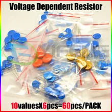 60 шт./лот 10 значений x6pcs обычно резисторы 5D471K~ 10D821K 10D набор Варистор резистор пакет Ассорти Комплект