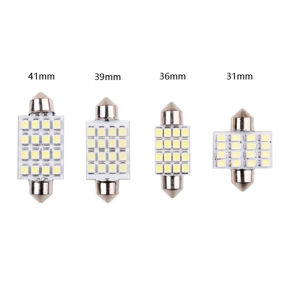 500 Pcs/Lot C5W 12V DC 3528 1210 16 SMD 31mm / 36mm 39mm 41mm Festoon Dome LED Light Bulbs Mix Size Led Roof Lights | Автомобили и