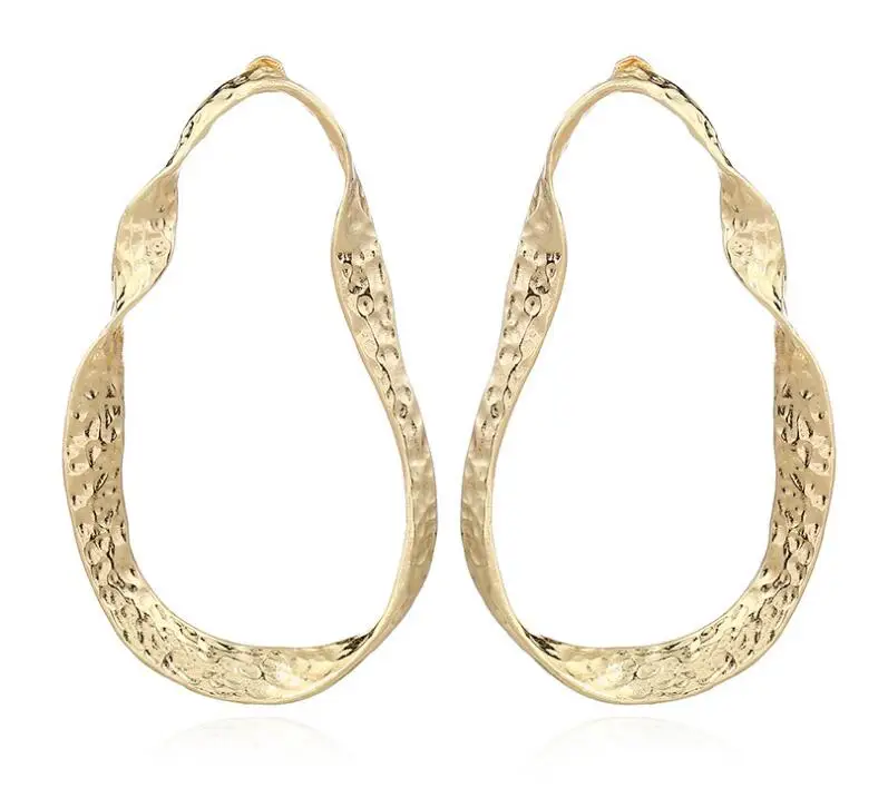 Oversized Big Hoop EarringsTrendy Gold Color Twisted Large Earrings for Women | Украшения и аксессуары