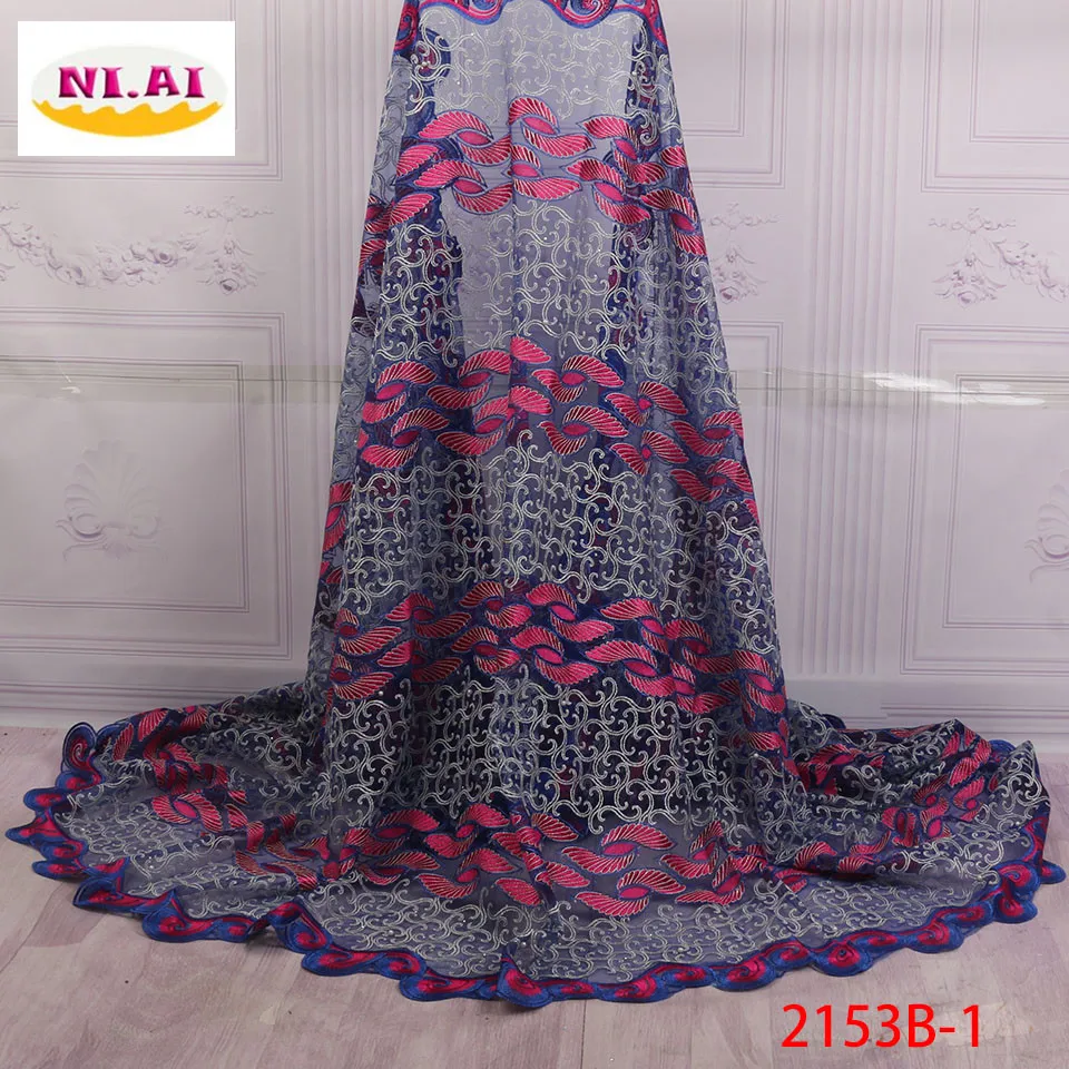 

2018 Royal Blue Embroidery African Lace Fabric French Tulle Lace Fabric High Quality Lace Material For Clothing Dress XY2153B-1