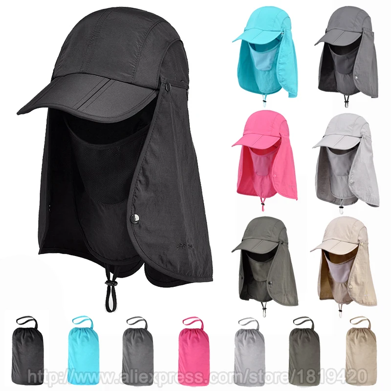 

Outdoor Brand Fishing Hiking Bucket Hats For Men Women Removable Foldable Portable Waterproof Fisherman Hat 7Colors Freeshipping