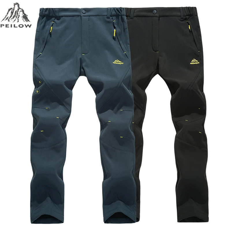 Goedkoop PEILOW Mannen en vrouwen Waterdichte Casual Broek Winter Warm Fleece Haai Huid Broek Mannelijke militaire Joggingbroek mannen Werken Broek