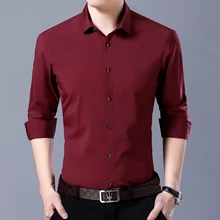 Высококачественная Мужская рубашка новая однотонная брендовая одежда Модная Тонкая Повседневная рубашка деловая Удобная рубашка с длинными рукавами