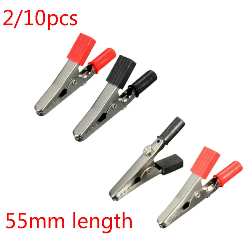 

2 Or 10pcs 55mm Alligator Clips Electrical Test Crocodile Alligator Clip Clamps Jumper Helper Protective Insulation Cover