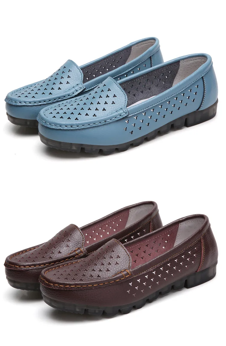 AH 201-1-2019 New Genuine Leather Cut Outs Women Summer Loafers-23