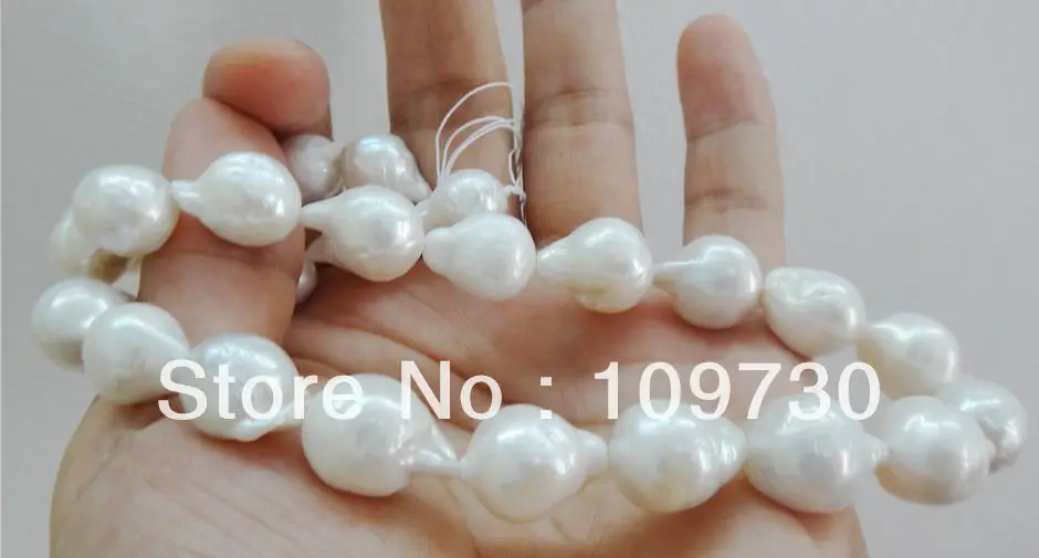 

Jewelry 0012059 HUGE 18"18.5x12MM AUSTRALIAN SOUTH SEA GENUINE WHITE NUCLEAR PEARL NECKLACE 14KGP