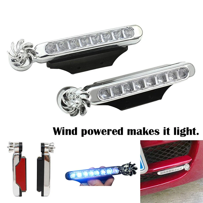 1Pc Wind Energy 8 LED Daylight Headlight Lamp Car Running Lights styling No Need External Power Supply Car Daytime