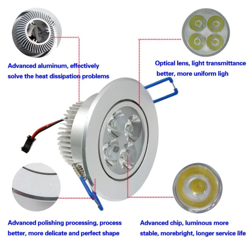 10 шт встраиваемые светодиодный потолочный светильник прожектор лампы светильник с регулировкой яркости Высокая Lumins 4 W холодный