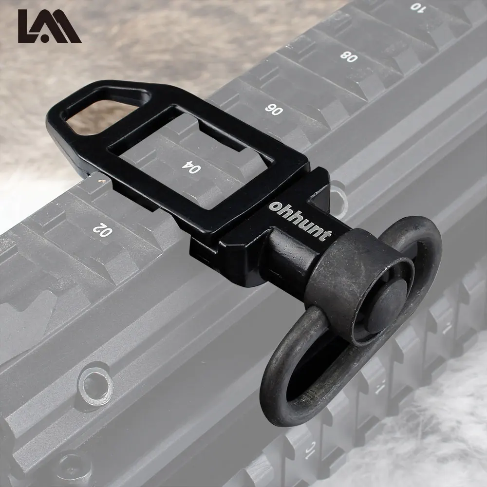 

Lambul 2 PCs Black Hunting Tactical Push Button Quick Detach Low Profile Ambush Loop Attachment Point Sling Swivel Rail Mount