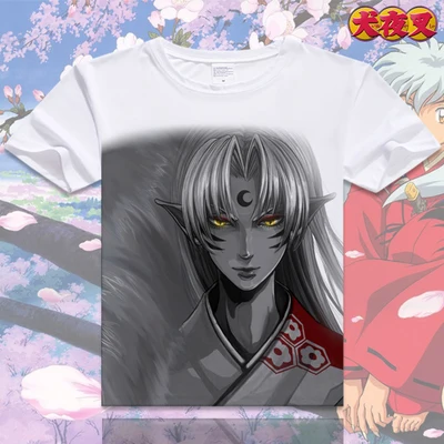 Аниме унисекс Топы Тройник Inuyasha футболка аниме Sesshoumaru короткий рукав Футболка Moneca Stori дышащие мужские и женские футболки - Цвет: 013   as picture