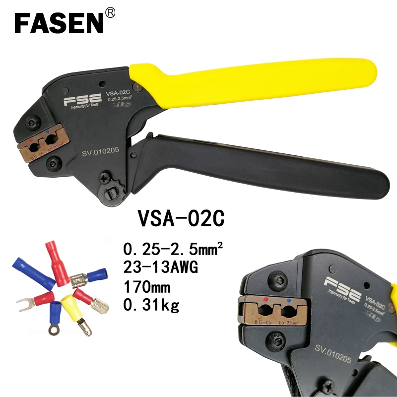 FASEN VSA-02C обжимные плоскогубцы 0,25-2.5mm2 23-13AWG для изоляции Клеммный Зажим саморегулирующийся экономный Тип Мини-инструменты