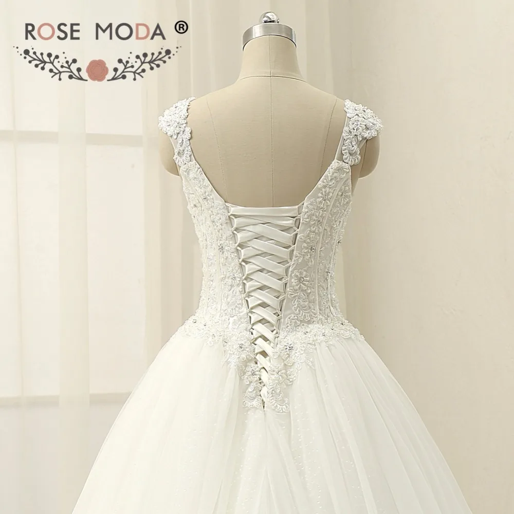 Роза Moda кружевное платье принцессы бальное платье с короткими рукавами плюс размер свадебное платье со шнуровкой сзади реальные фотографии