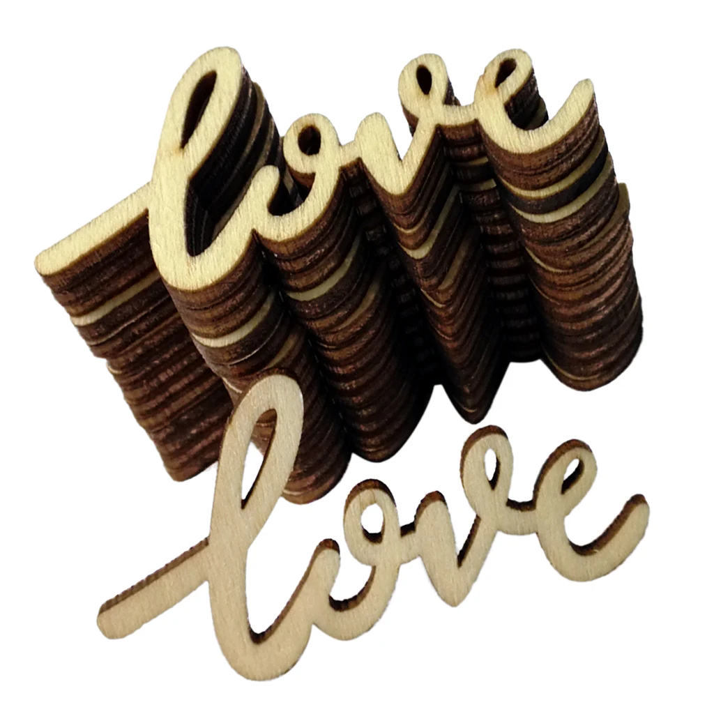 Lot of 15pcs LOVE Handmade Wooden Cut Wooden Pieces DIY Scrapbook Craft Party & Holiday DIY Decorations