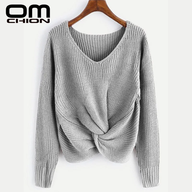 OMCHION Pull Femme XXXL 2019 осенне-зимний женский свитер с v-образным вырезом и перекрестными