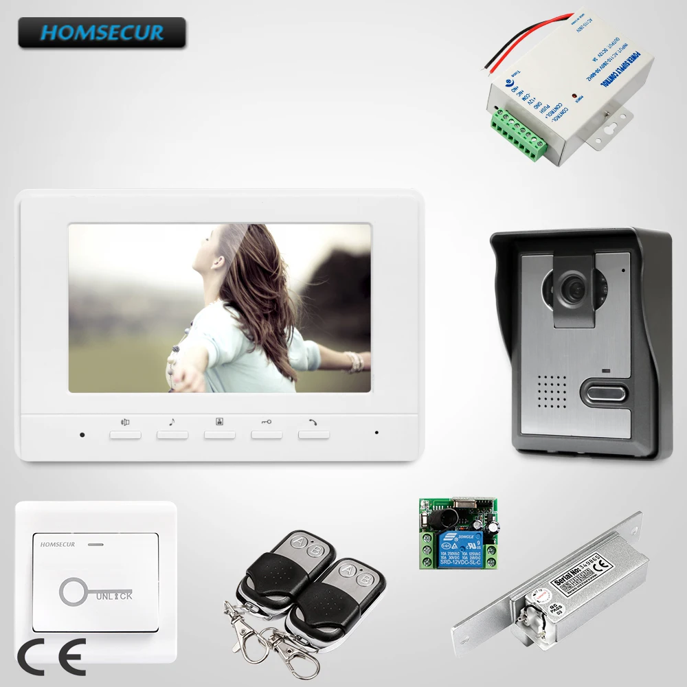 

HOMSECUR 7inch Wired Video Door Entry Security Intercom Electric Strike Lock Set Included XC005+XM707-W