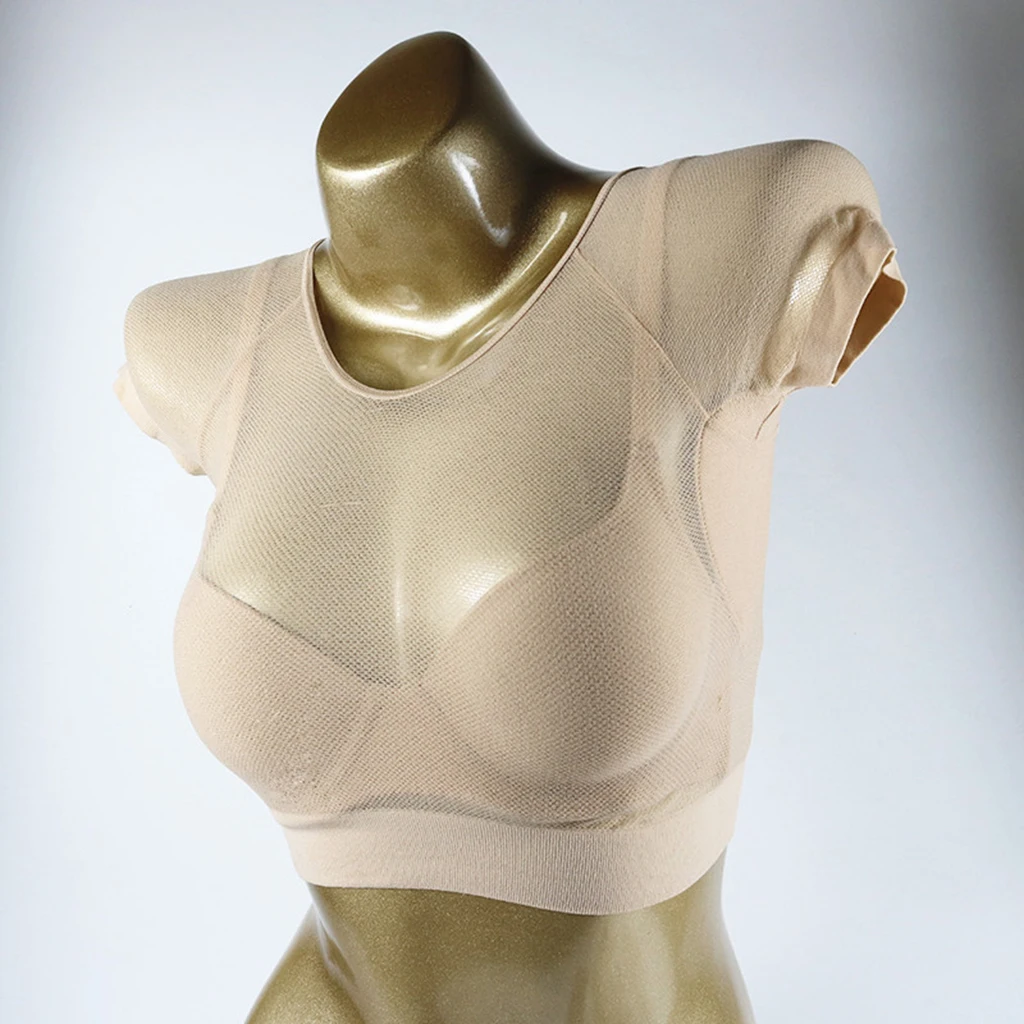 Short Shirt Sleeve with Underarm Sweat Pads Armpit Shield Absorbing Perspiration for Summer