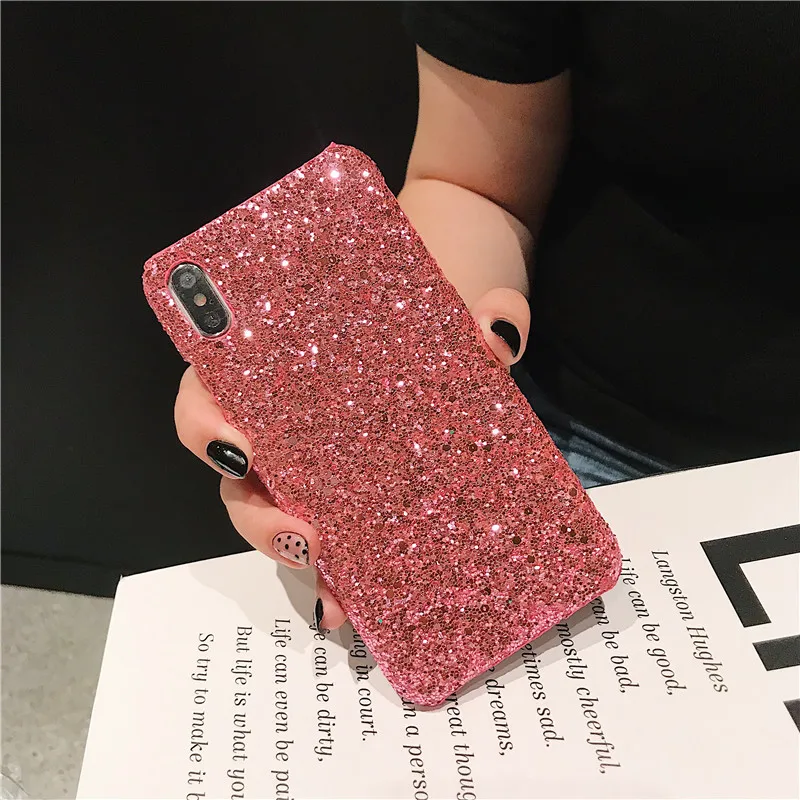 Matcheasy Hard PC Phone Cases for Iphone 7 8 6 6S Plus Back Cover Glitter Bling Shiny Powder Coque for Iphone X Cases Fundas - Цвет: PK