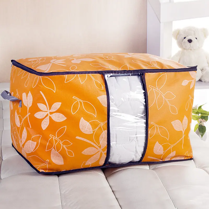 Простой Цветочный узор Шкаф Организатор 60*44*36 см Водонепроницаемый Underbed сумка для хранения дома аккуратный контейнер для Стёганое одеяло костюмы Одеяло - Цвет: Orange