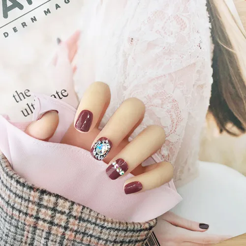 Новые изящные накладные ногти невесты с дизайном милые декорированные накладные ногти японские красивые 24 шт женские накладные ногти для ногтей - Цвет: 9