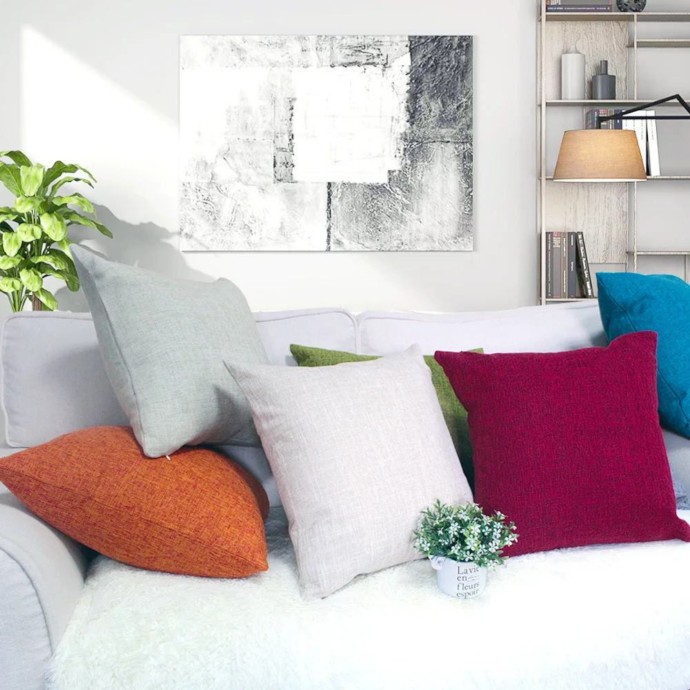 Aprince однотонная подушка из льна в скандинавском стиле простая наволочка для