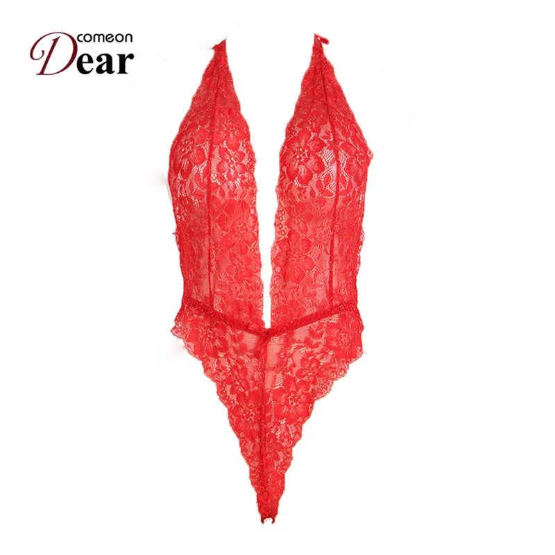 Comeondear RA80075 Deep V Straps Lace Bodysuit 3 Colors Body Sexy