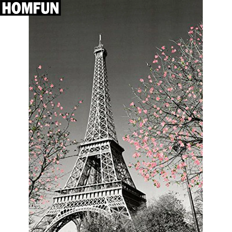 

HOMFUN Full Square/Round Drill 5D DIY Diamond Painting "Eiffel Tower" Embroidery Cross Stitch 3D Home Decor Gift A03838