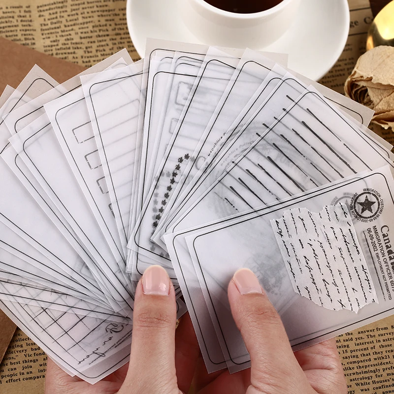

30sheets/lot Retro Flower Frame Label Memo Tags Translucent Memo Pad Paper Notes Write Pad Note Paper Plant Words Phrases Supply