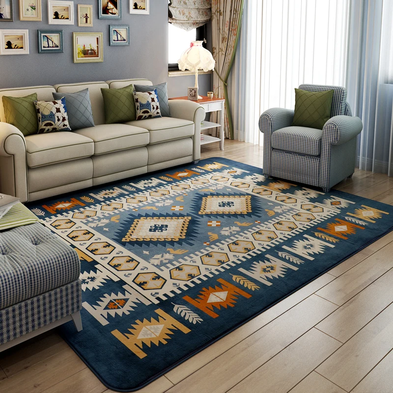 

Mediterranean carpet living room coffee table coral velvet bed blanket can be machine wash simple modern mat