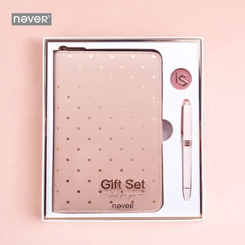 

Never Pink Series Stationery Set Notebook Metal Gel Pen Blank Paper Zipper Planner Set Business Office Ladies Girl Gift Supplies