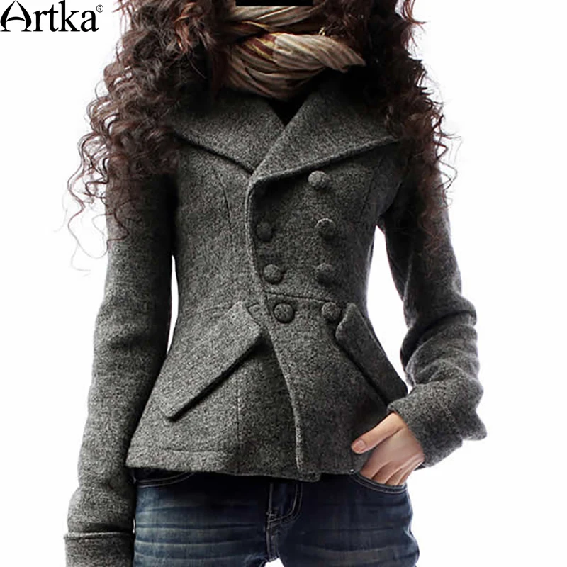 Artka Women's Winter Jackets Autumn Wool Coat Female Double Breasted