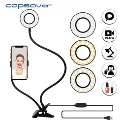 Capsaver Selfie светодиодный кольцевой Светильник Настольный круг для съемки лампы студийный свет с держателем телефона для iPhone Youtube видео фото