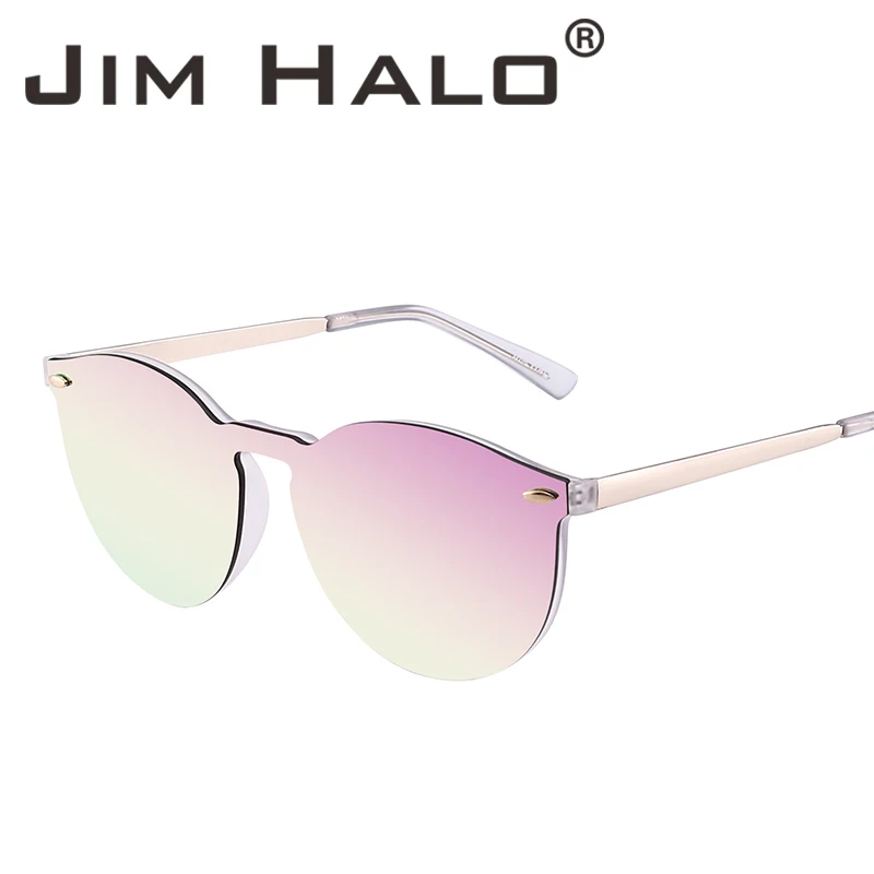 

Jim Halo Mirrored Rimless Sunglasses Reflective Flash Lens One Piece Retro Vintage Round Sun Glasses for Women Men Eyewear