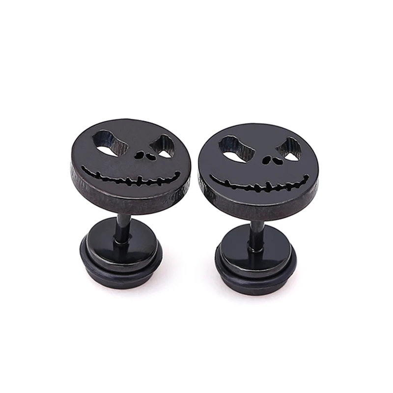 

Skull Earring Evil Smile Stud Earrings Halloween Skeleton Ear Stud Piercing Jewelry with Jack Skellington Face for Men Unisex