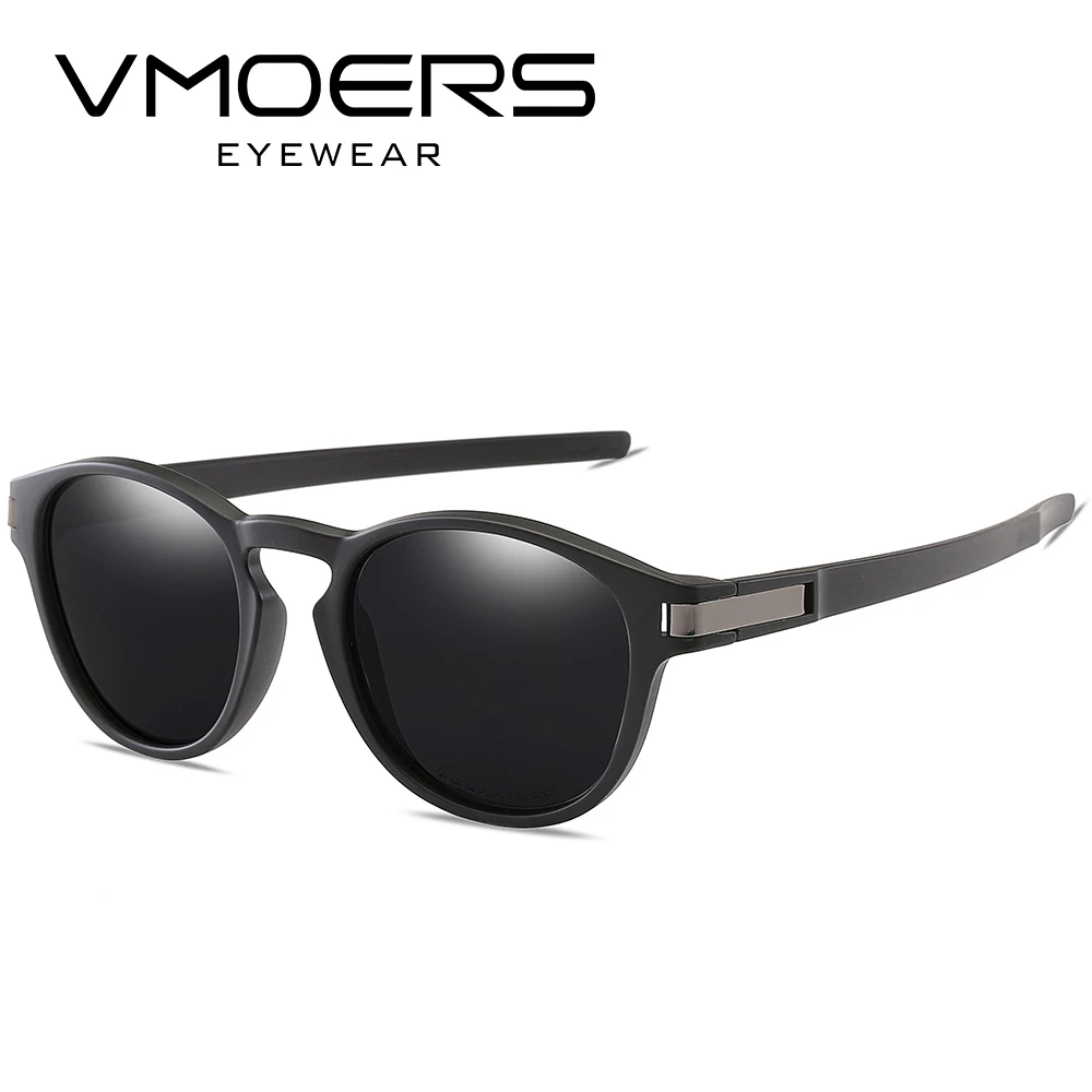 

VMOERS Retro Round Sunglasses Men Polarized Black TR90 Sun Glasse For Men Vintage Brand High Quality Sun Shades Oculos Male 2017