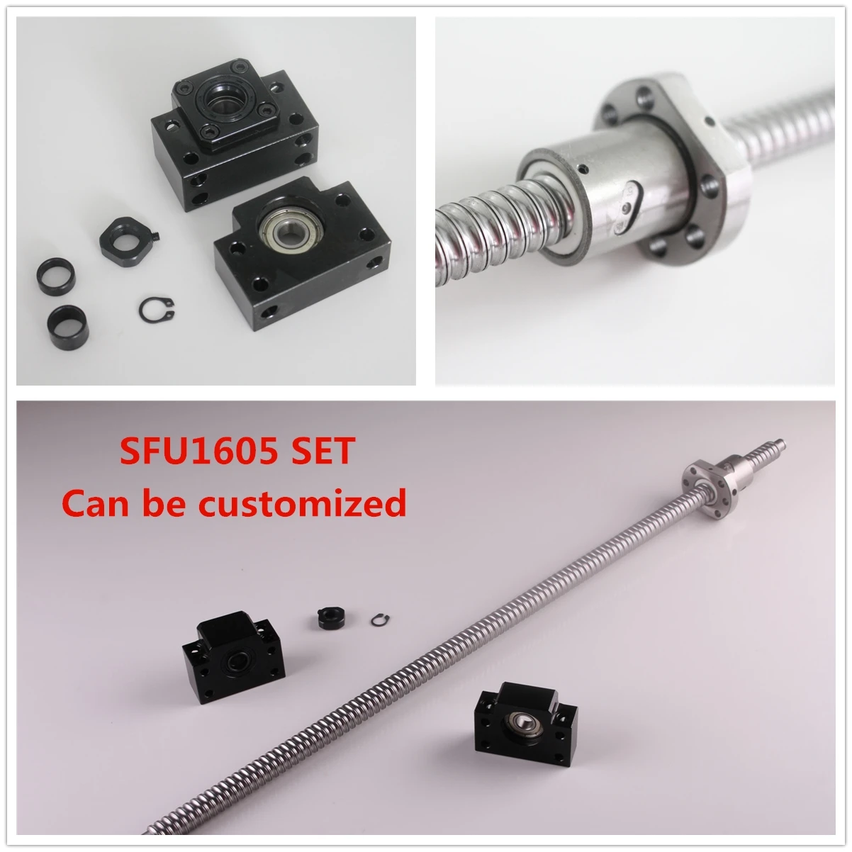

Ball Screw SFU1605 360mm End machine with BK12/BF12 End Support Bearing Mounts BallScrew