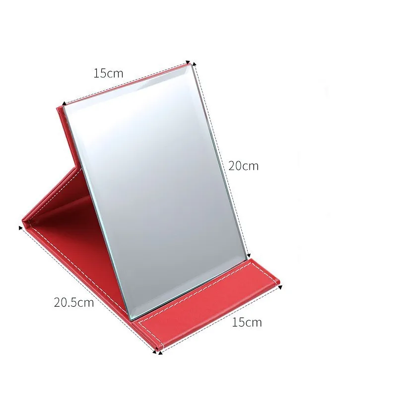 Бежевый Folding Leather Table Traveling Hand Makeup Mirror Compact Foldable Mirrors Beauty Cosmetic Mirror Makeup Tools - Цвет: Бежевый