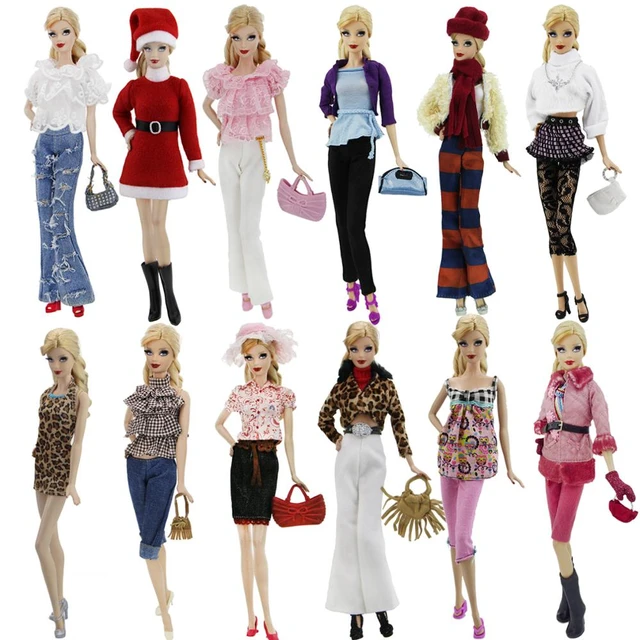 Pack de vêtements pour poupées barbie, 35 pièces/ensemble, chaussures,  sandales, bottes, collier, vêtements de poupées aléatoires